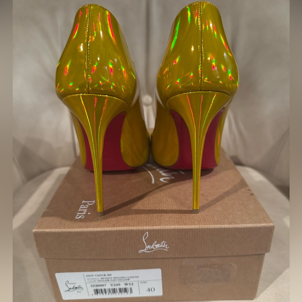 Christian Louboutin Hot Chick Iridescent Yellow Heels - Picture 2 of 3